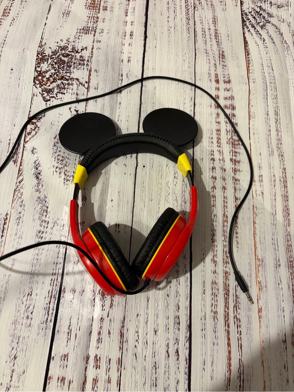 Mickey Red and Yellow Kids Wired Over-Ear Headphones with Mickey Ear Design